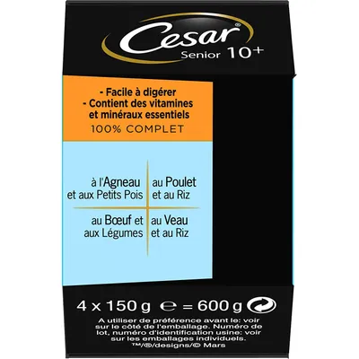 CESAR Barquettes en Gelée pour Chien Senior – Délicieuses Recettes Variées