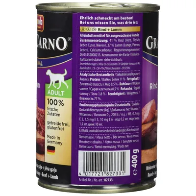 Animonda Nourriture pour Chien – Gran Carno Boeuf et Agneau