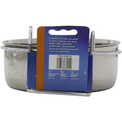 Nobby Mangeoire Inoxydable + 2 Crochets pour Oiseau 0,90 L 15 cm