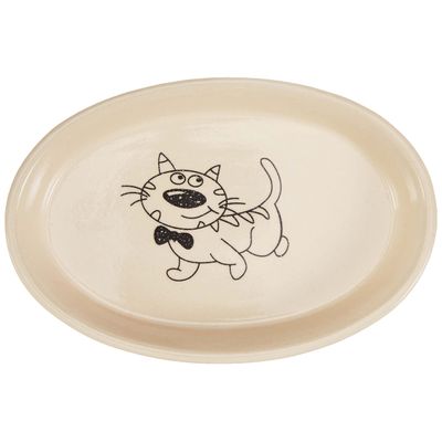 Nobby Bol Ovale en céramique pour Chat Crème/Beige 17 x 11 x 2,5 cm
