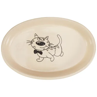 Nobby Bol Ovale en céramique pour Chat Crème/Beige 17 x 11 x 2,5 cm