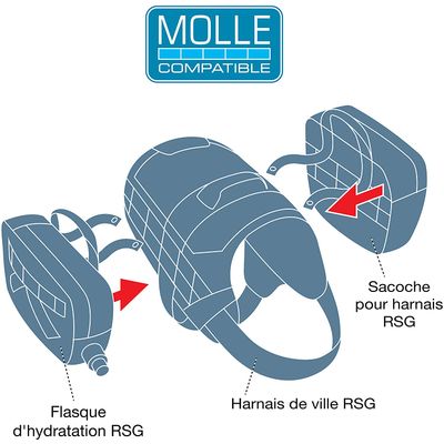 Kurgo Harnais de Sécurité pour Chien, Canicross Compatible Molle Urbain RSG