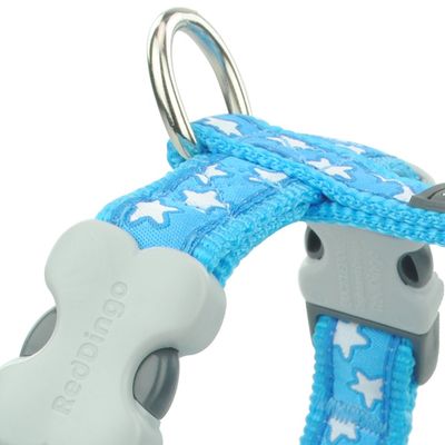Red Dingo Harnais Réglable pour Chien Bleu Etoiles Blanc 54 à 74 cm 25 mm