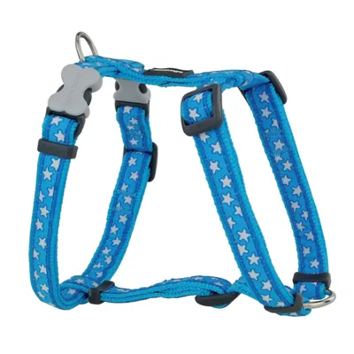 Red Dingo Harnais Réglable pour Chien Bleu Etoiles Blanc 54 à 74 cm 25 mm Red Dingo Harnais Réglable pour Chien Bleu Etoiles Blanc 54 à 74 cm 25 mm