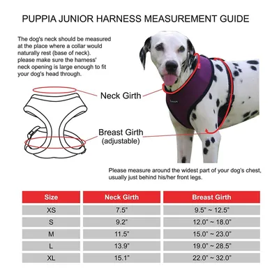 Puppia Junior - Harnais Petit Chien - leger et Super Doux - Harnais Anti Tr