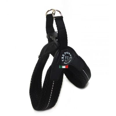 Tre Ponti Fibbia Harnais en maille pour petits chiens Noir