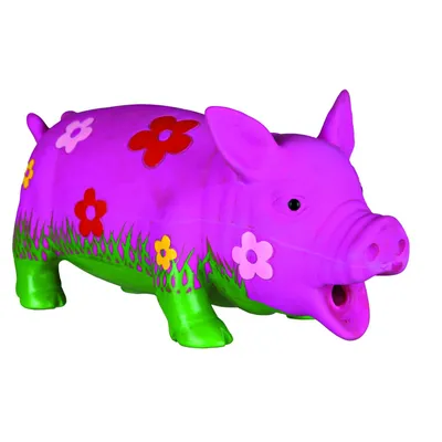 Trixie Cochon en Latex avec fleurs et son animal, 20 cm Trixie Cochon en Latex avec fleurs et son animal, 20 cm