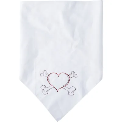 Mirage Bandana en Forme de c?ur avec Strass Blanc Taille L
