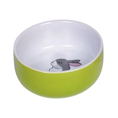 Nobby Gamelle en céramique pour rongeurs Motif Lapin Vert/Blanc Ø 11 cm x 4