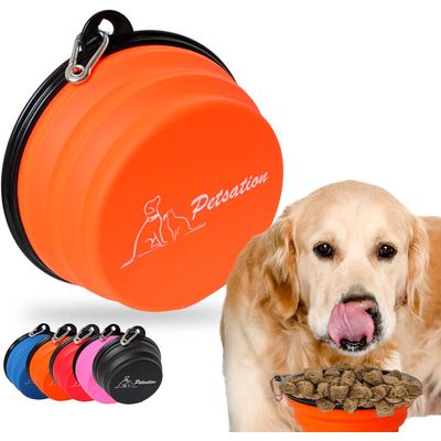 Bol Pliable pour Chiens et Chats - Compact, Silicone Durable, Voyage. Orange 2x1000ml