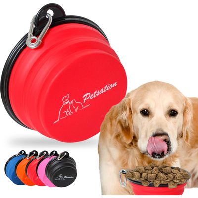 Bol Pliable pour Chiens et Chats - Compact, Silicone Durable, Voyage. Rouge 1000ml