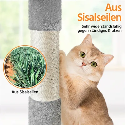 Kratzbaum 158 cm, mit Sisalstämmen, stabiler Katzenkratzbaum Kratzbaum 158 cm, mit Sisalstämmen, stabiler Katzenkratzbaum