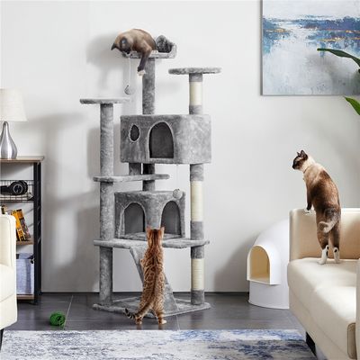 Arbre à Chat Avec 2 Niches 3 Plateformes 2 Boules Hauteur 158cm
