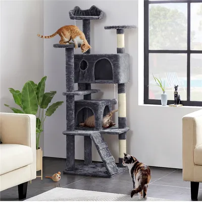Arbre à Chat Arbre à Grimper Multi-niveaux Hauteur 158cm