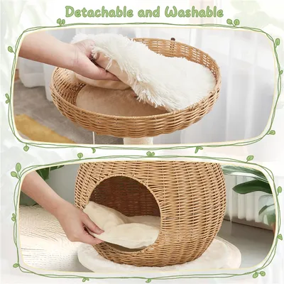 Yaheetech Arbre à Chat en Rotin