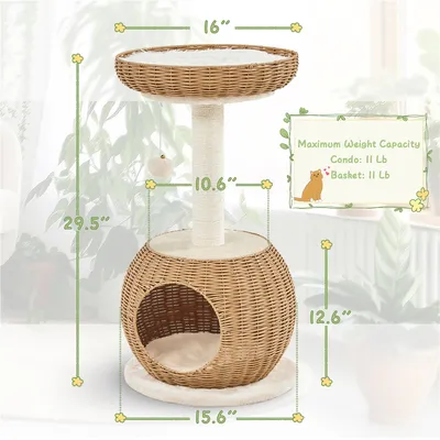 Yaheetech Arbre à Chat en Rotin