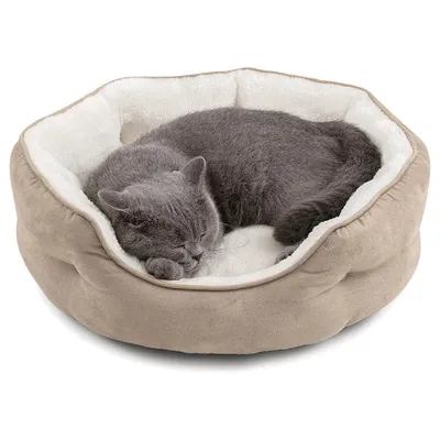 MCBOSON  63cm Brun - Coussin chauffant rond, lit pour chat