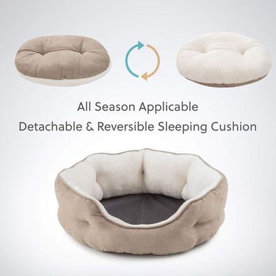 MCBOSON 63 cm Braun – Rundes Heizkissen, Katzenbett