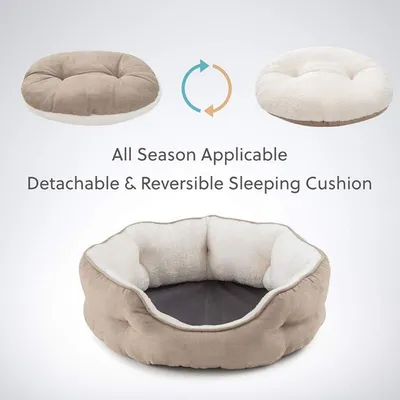MCBOSON 63 cm Braun – Rundes Heizkissen, Katzenbett