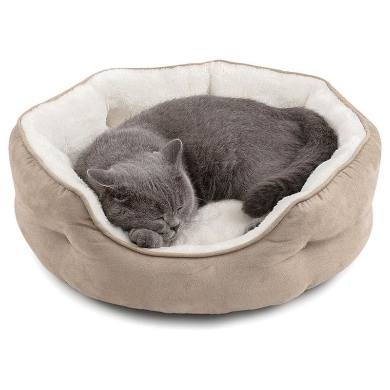 MCBOSON 63 cm Braun – Rundes Heizkissen, Katzenbett