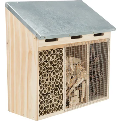 Hôtel pour insectes hauteur 30 largeur 30 profondeur 14 cm.