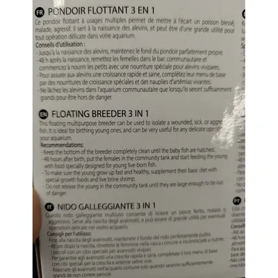 Pondoir flottant 3 en 1 taille: 21 x 10 x 10 cm pour aquarium