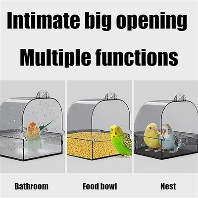 MCBOSON Baignoire cage à oiseaux  2 en 1 grise