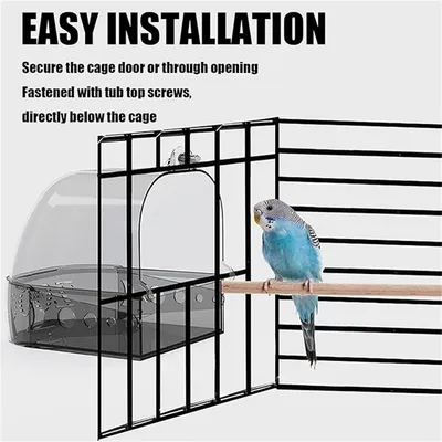 MCBOSON Baignoire cage à oiseaux  2 en 1 grise