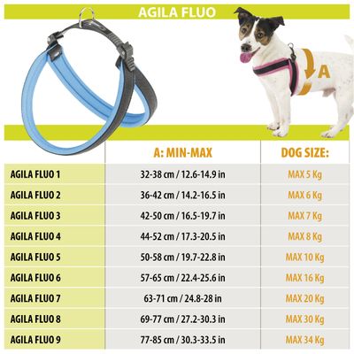 Ferplast Harnais ergonomique pour chiens avec rembourrage AGILA FLUO 3-9