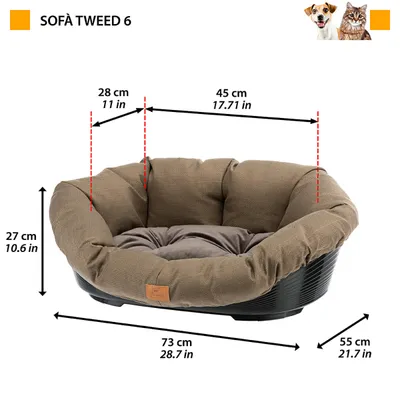 Ferplast Niche en plastique pour chiens et chats avec SOFA' TWEED