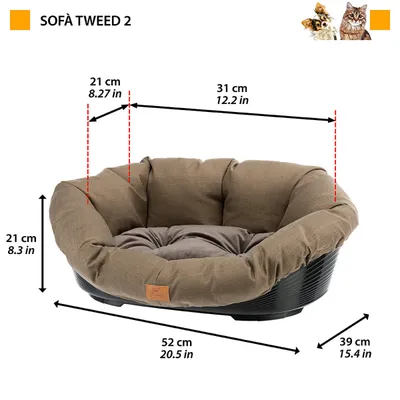 Ferplast Niche en plastique pour chiens et chats avec SOFA' TWEED