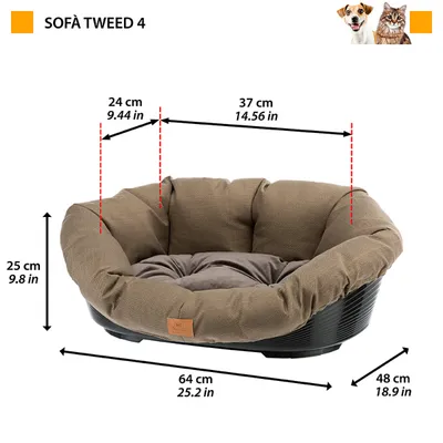 Ferplast Niche en plastique pour chiens et chats avec SOFA' TWEED