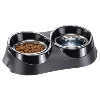 Ferplast Porte-gamelles en plastique avec gamelles en DUO FEED