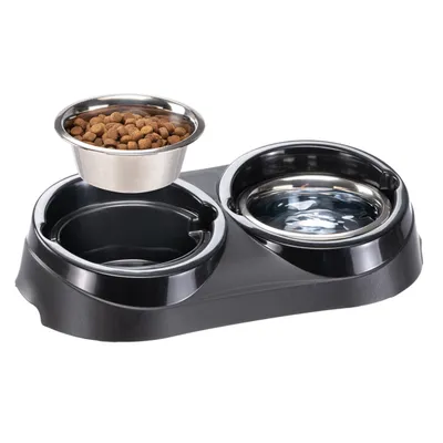 Ferplast Porte-gamelles en plastique avec gamelles en DUO FEED