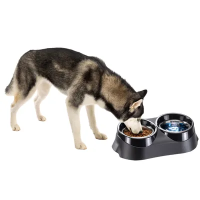 Ferplast Porte-gamelles en plastique avec gamelles en DUO FEED