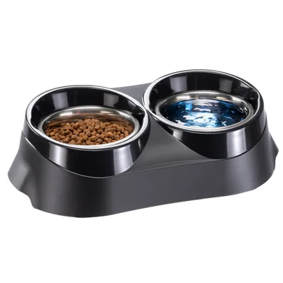 Ferplast Porte-gamelles en plastique avec gamelles en DUO FEED