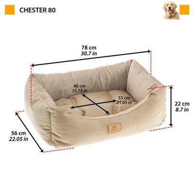 Lit pour Chien et Chat Chester 80 Coussin Oreiller Plusieurs couleurs