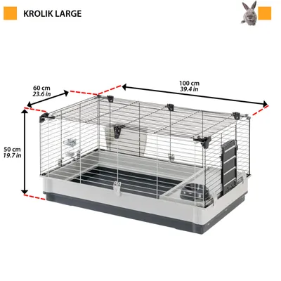 Cage pour Lapins Krolik L/XL Maison de Lapins Animaux Multicolore