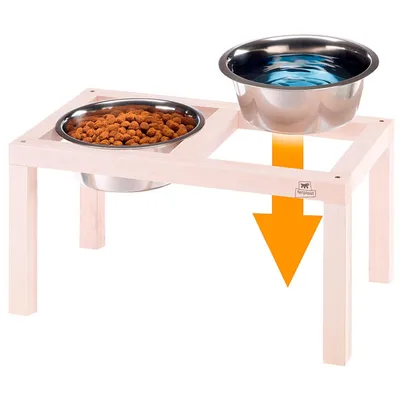 Ferplast Porte-gamelles en bois avec gamelles en acier DESCO WOOD