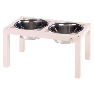 Ferplast Napfhalter aus Holz mit Edelstahlnäpfen für Hunde DESCO WOOD