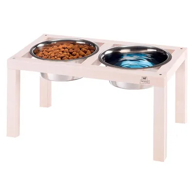 Ferplast Napfhalter aus Holz mit Edelstahlnäpfen für Hunde DESCO WOOD