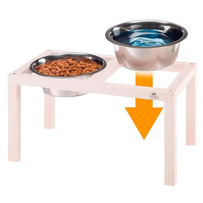 Ferplast Porte-gamelles en bois avec gamelles en acier DESCO WOOD