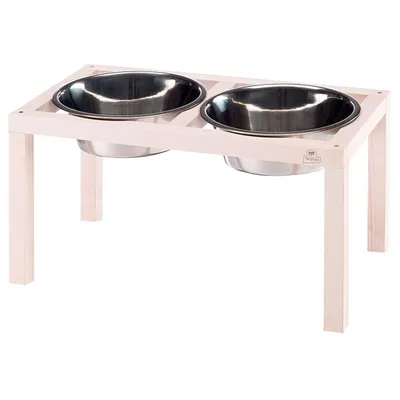 Ferplast Napfhalter aus Holz mit Edelstahlnäpfen für Hunde DESCO WOOD