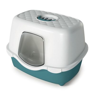 Maison de toilette allongée verte 56 x 39 x H 39 cm pour chat