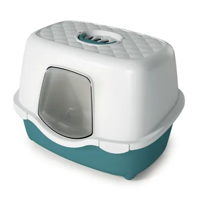 Maison de toilette allongée verte 56 x 39 x H 39 cm pour chat Maison de toilette allongée verte 56 x 39 x H 39 cm pour chat