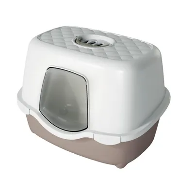 Maison de toilette allongée taupe 56 x 39 x H 39 cm pour chat Maison de toilette allongée taupe 56 x 39 x H 39 cm pour chat