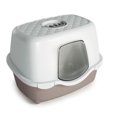 Maison de toilette allongée taupe 56 x 39 x H 39 cm pour chat