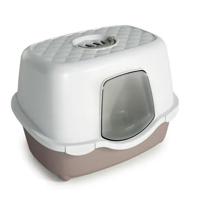 Maison de toilette allongée taupe 56 x 39 x H 39 cm pour chat