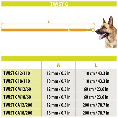 Ferplast Laisse de dressage pour chiens avec mousqueton TWIST MATIC GA