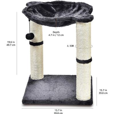 Arbre à chat en forme de tour avec abri, lit hamac et griffoir